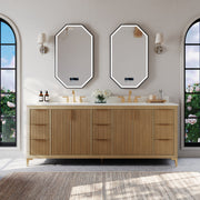 Ancerre Designs VTS-Turlington-84-Oak-WQZ Turlington 84" American Oak Double Sink Bathroom Vanity with Alpine White Quartz Top - view 3