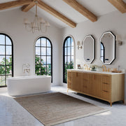 Ancerre Designs VTS-Turlington-84-Oak-WQZ Turlington 84" American Oak Double Sink Bathroom Vanity with Alpine White Quartz Top - view 4