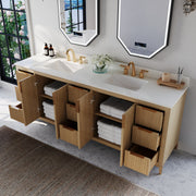 Ancerre Designs VTS-Turlington-84-Oak-WQZ Turlington 84" American Oak Double Sink Bathroom Vanity with Alpine White Quartz Top - view 5