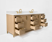 Ancerre Designs VTS-Turlington-84-Oak-WQZ Turlington 84" American Oak Double Sink Bathroom Vanity with Alpine White Quartz Top - view 8