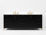 Ancerre Designs VTS-Turlington-84-RBO-WQZ Turlington 84" Black Oak Double Sink Bathroom Vanity with Alpine White Quartz Top