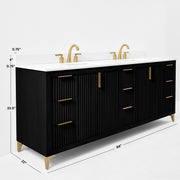 Ancerre Designs VTS-Turlington-84-RBO-WQZ Turlington 84" Black Oak Double Sink Bathroom Vanity with Alpine White Quartz Top - view 13