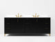 Ancerre Designs VTS-Turlington-84-RBO-WQZ Turlington 84" Black Oak Double Sink Bathroom Vanity with Alpine White Quartz Top