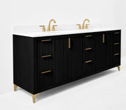 Ancerre Designs VTS-Turlington-84-RBO-WQZ Turlington 84" Black Oak Double Sink Bathroom Vanity with Alpine White Quartz Top - view 2