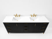 Ancerre Designs VTS-Turlington-84-RBO-WQZ Turlington 84" Black Oak Double Sink Bathroom Vanity with Alpine White Quartz Top - view 6