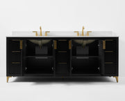 Ancerre Designs VTS-Turlington-84-RBO-WQZ Turlington 84" Black Oak Double Sink Bathroom Vanity with Alpine White Quartz Top - view 7