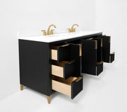 Ancerre Designs VTS-Turlington-84-RBO-WQZ Turlington 84" Black Oak Double Sink Bathroom Vanity with Alpine White Quartz Top - view 8