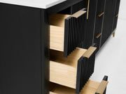 Ancerre Designs VTS-Turlington-84-RBO-WQZ Turlington 84" Black Oak Double Sink Bathroom Vanity with Alpine White Quartz Top - view 9