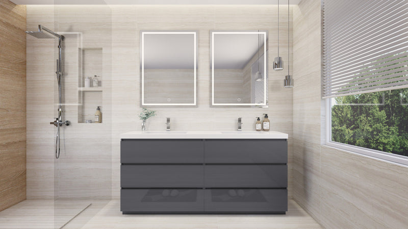 Moreno Bath FSANG72D Angeles 72" Freestanding Bathroom Vanity Set with Double Reinforced Acrylic Sinks - view 7