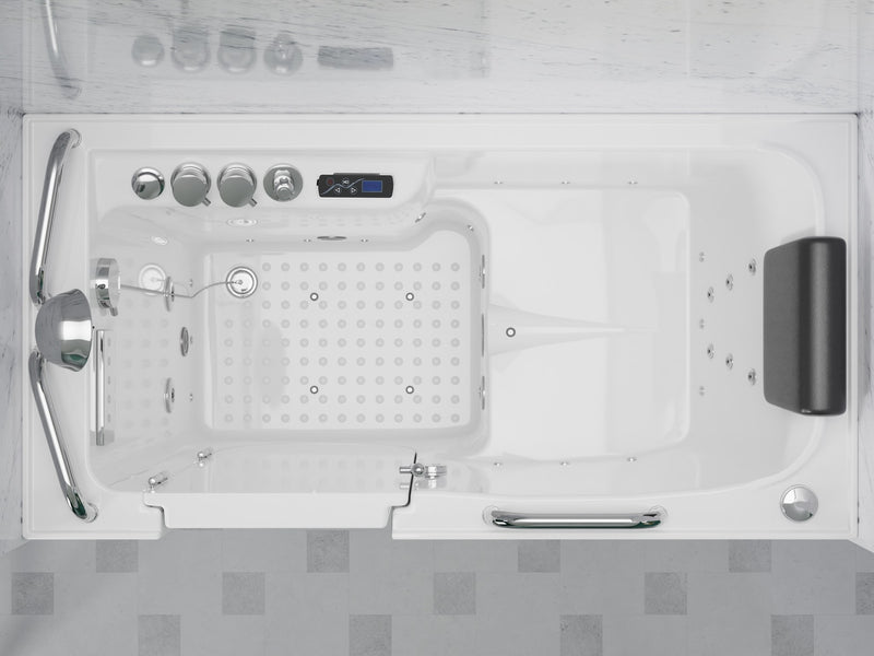 Anzzi 2753FLWL Left Drain FULLY LOADED Walk-in Bathtub with Air Jets, Whirlpool Massage Jets, Quick Fill Waterfall Filler, Aromatherapy and LED Lights - view 3