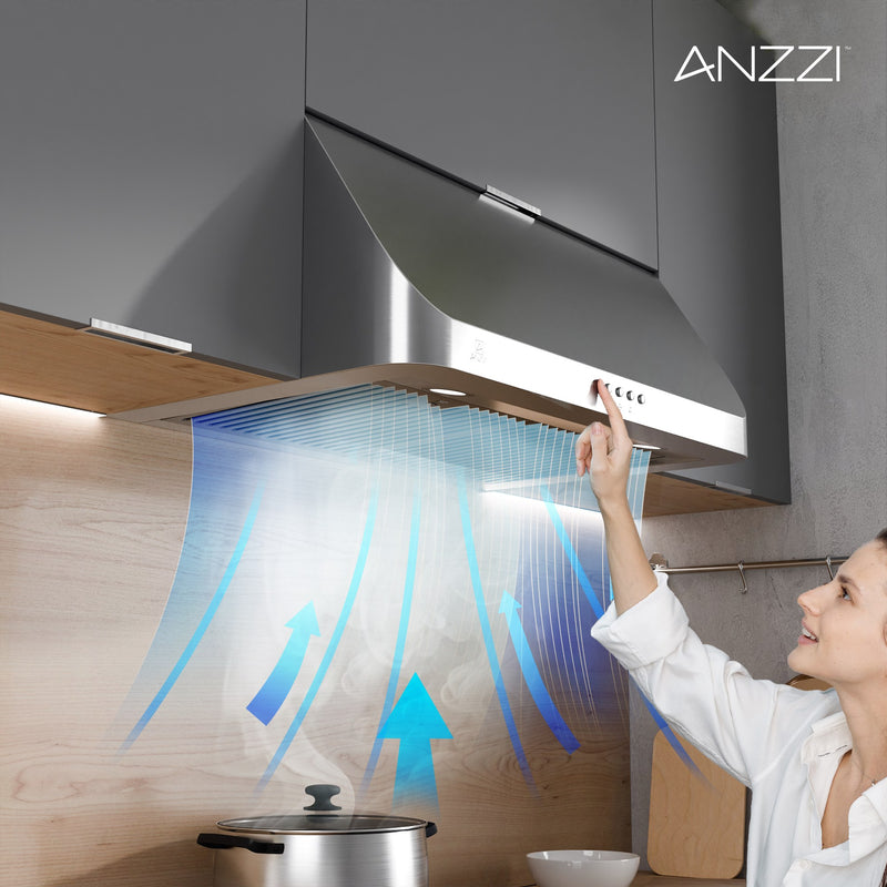 Anzzi RH-AZ2576PSS 30-Inch 450 CFM 3-Speed Stainless Steel Under Cabinet Convertible Range Hood with LED Lamp - view 4