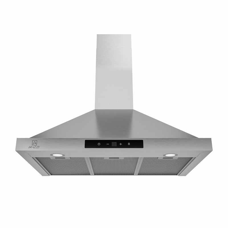 Anzzi RH-AZ0576ESS 30-Inch 450 CFM 3-Speed Stainless Steel Wall Mount Convertible Pyramid Range Hood with LED Lamp - view 2
