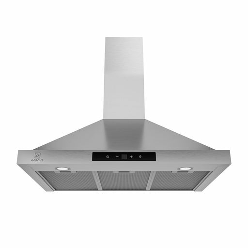 Anzzi RH-AZ0576ESS 30-Inch 450 CFM 3-Speed Stainless Steel Wall Mount Convertible Pyramid Range Hood with LED Lamp - view 2