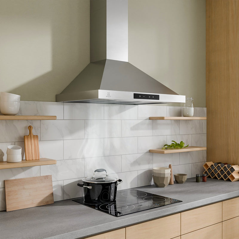 Anzzi RH-AZ0576ESS 30-Inch 450 CFM 3-Speed Stainless Steel Wall Mount Convertible Pyramid Range Hood with LED Lamp - view 6