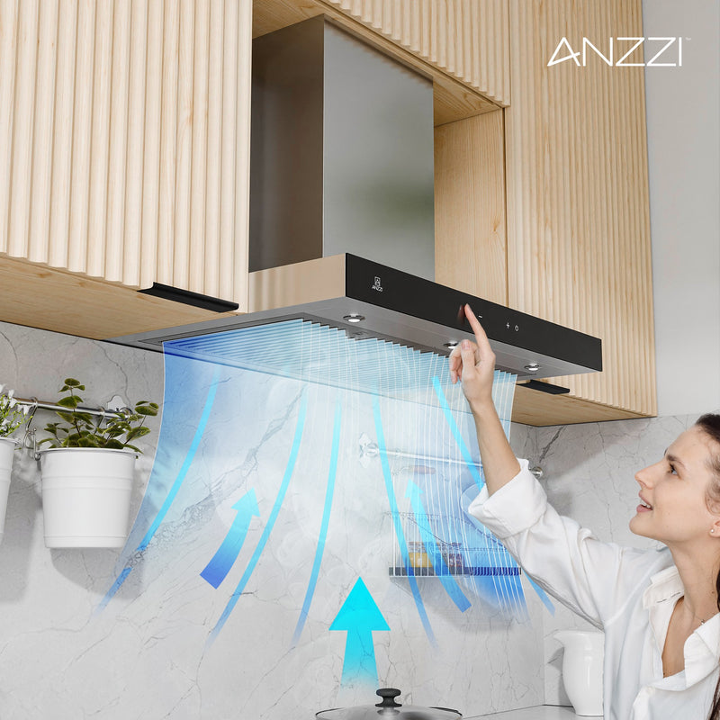 Anzzi RH-AZ0176PSS 30-Inch 600 CFM 3-Speed Stainless Steel Wall Mount Convertible Range Hood with LED Lamp - view 3