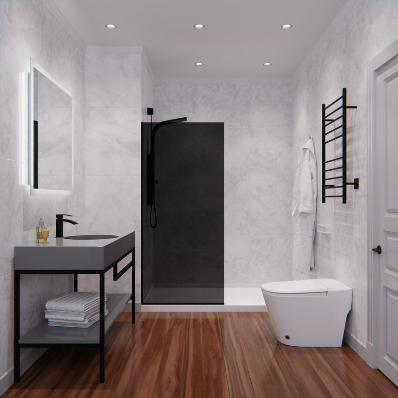 Anzzi SD-AZFL06001BGF 34 in. x 74 in. Framed Fixed Shower Screen Matte Black with Tinted Glass - view 10