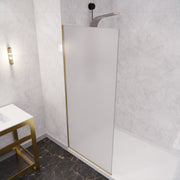 Anzzi SD-AZFL06001BGF 34 in. x 74 in. Framed Fixed Shower Screen Brushed Gold with Frosted Glass - view 3
