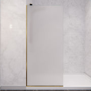 Anzzi SD-AZFL06001BGF 34 in. x 74 in. Framed Fixed Shower Screen Brushed Gold with Frosted Glass - view 4
