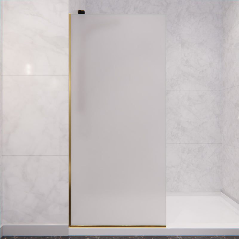Anzzi SD-AZFL06001BGF 34 in. x 74 in. Framed Fixed Shower Screen Brushed Gold with Frosted Glass - view 4