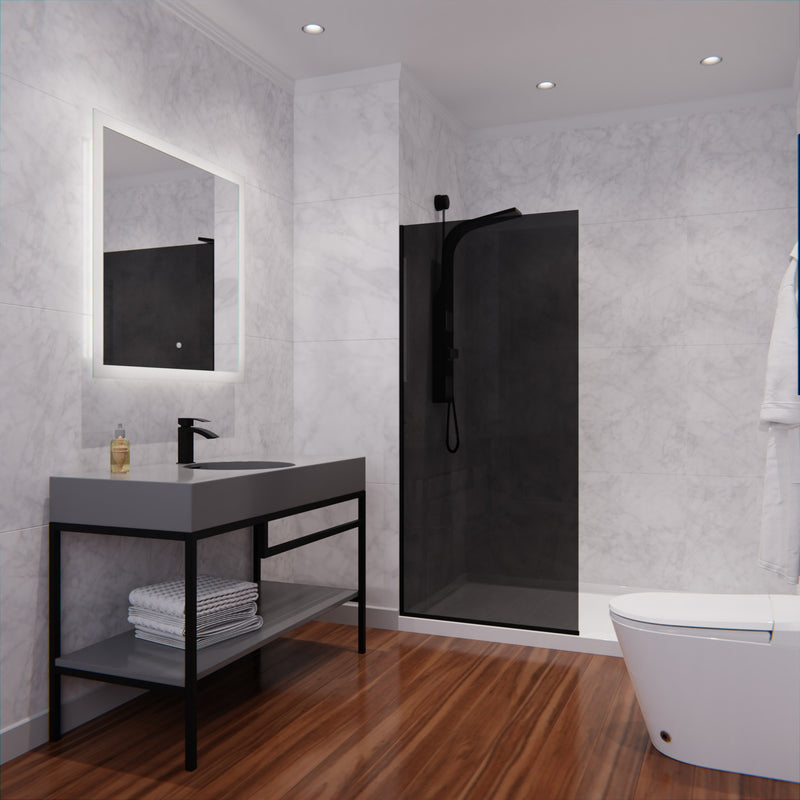 Anzzi SD-AZFL06001BGF 34 in. x 74 in. Framed Fixed Shower Screen Matte Black with Tinted Glass - view 9