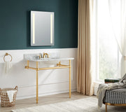 Anzzi CS-FGC004-BG 36 in. Console Sink and Frame Set with Carrara White Stone Top Brushed Gold - view 3