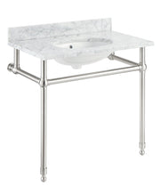 Anzzi CS-FGC004-BG 36 in. Console Sink and Frame Set with Carrara White Stone Top Brushed Nickel - view 4