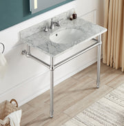 Anzzi CS-FGC004-BG 36 in. Console Sink and Frame Set with Carrara White Stone Top Brushed Nickel - view 5