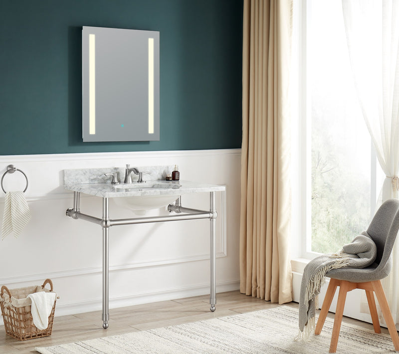Anzzi CS-FGC004-BG 36 in. Console Sink and Frame Set with Carrara White Stone Top Brushed Nickel - view 6