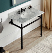 Anzzi CS-FGC004-BG 36 in. Console Sink and Frame Set with Carrara White Stone Top Matte Black - view 7