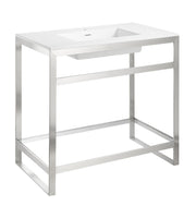 Anzzi CS-FGC005-BG 36 in. Console Sink and Frame Set with Glossy White Man-Made Stone Top Brushed Nickel - view 5