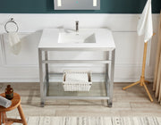 Anzzi CS-FGC005-BG 36 in. Console Sink and Frame Set with Glossy White Man-Made Stone Top Brushed Nickel - view 6