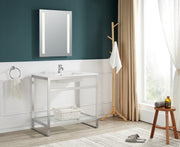 Anzzi CS-FGC005-BG 36 in. Console Sink and Frame Set with Glossy White Man-Made Stone Top Brushed Nickel - view 8