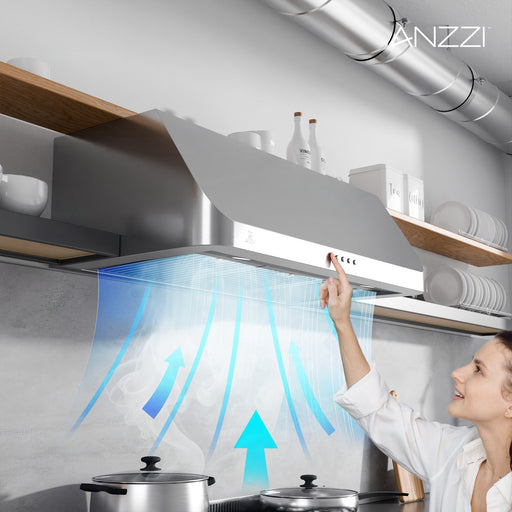 Anzzi RH-AZ2590PSS 36-Inch 450 CFM 3-Speed Stainless Steel Under Cabinet Convertible Range Hood with LED Lamp - view 2