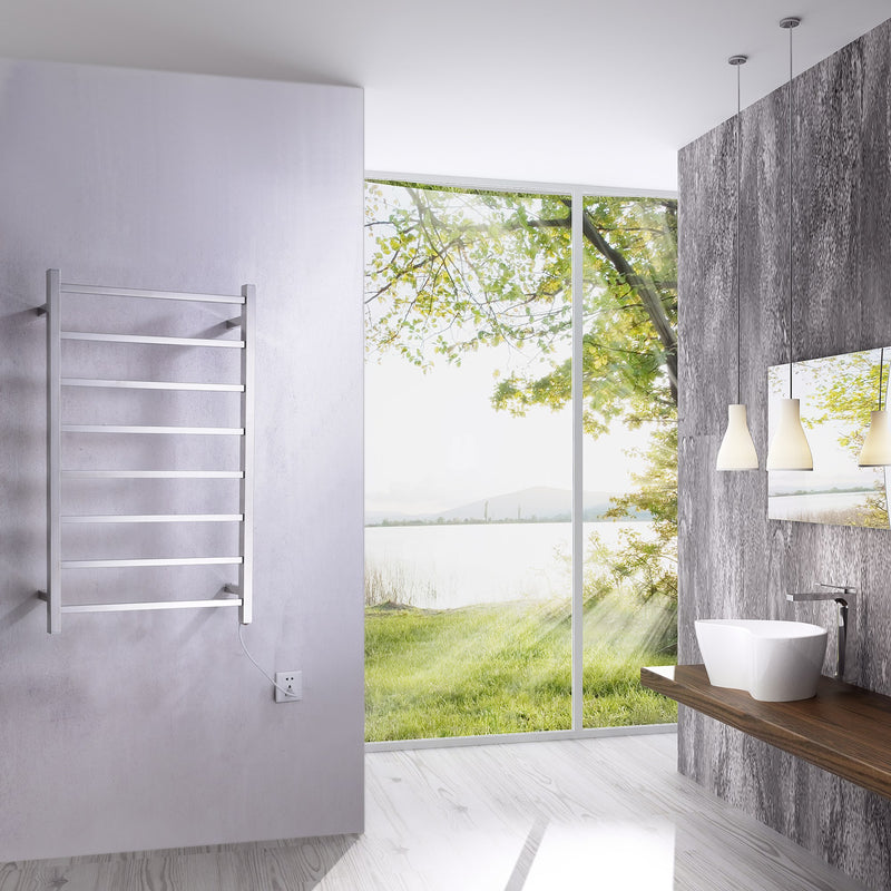 Anzzi TW-AZ026MBK Bell 8-Bar Wall Mounted Electric Towel Warmer Rack Polished Chrome - view 11