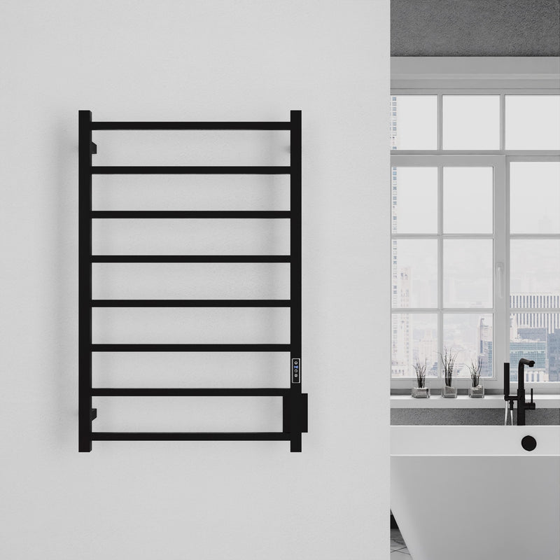 Anzzi TW-AZ026MBK Bell 8-Bar Wall Mounted Electric Towel Warmer Rack Matte Black - view 5