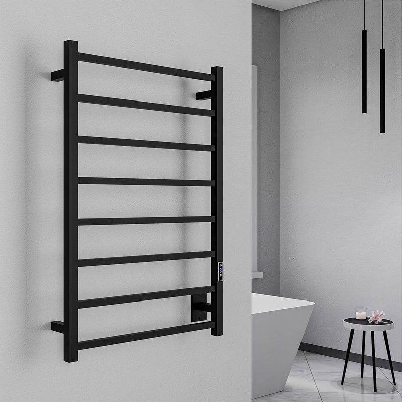 Anzzi TW-AZ026MBK Bell 8-Bar Wall Mounted Electric Towel Warmer Rack Matte Black - view 6