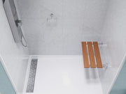 Anzzi AC-AZ202 Bohemian Teak Wood Folding Shower Seat, 18.7 in. Teak with Polished Chrome Trim - view 4