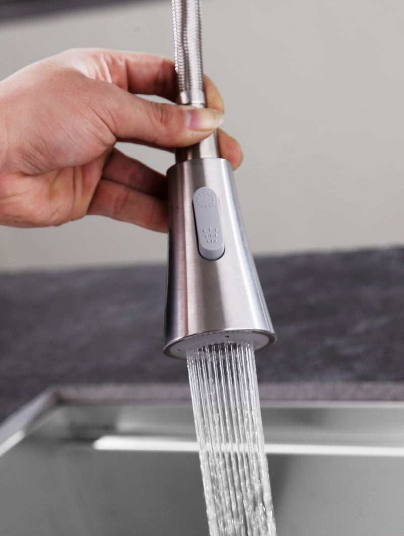 Anzzi KF-AZ211BN Carriage Single Handle Standard Kitchen Faucet, Brushed Nickel - view 7