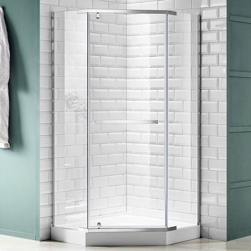 Anzzi SD-AZ056-01BN Castle Series 49 in. Semi-Frameless Hinged Shower Door Brushed Nickel - view 2