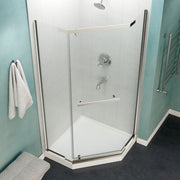 Anzzi SD-AZ056-01BN Castle Series 49 in. Semi-Frameless Hinged Shower Door Brushed Nickel - view 4