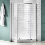 Anzzi SD-AZ056-01BN Castle Series 49 in. Semi-Frameless Hinged Shower Door Brushed Nickel - view 5