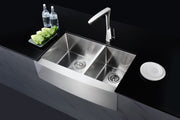 Anzzi K-AZ3320-4A Elysian Farmhouse Stainless Steel 33 in. 0-Hole 60/40 Double Bowl Kitchen Sink in Brushed Satin - view 5