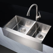 Anzzi K-AZ3620-3A Elysian Farmhouse Stainless Steel 36 in. 0-Hole 60/40 Double Bowl Kitchen Sink in Brushed Satin - view 2