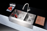Anzzi K-AZ3620-3A Elysian Farmhouse Stainless Steel 36 in. 0-Hole 60/40 Double Bowl Kitchen Sink in Brushed Satin - view 5