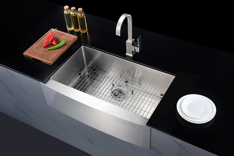 Anzzi K-AZ3620-1A Elysian Farmhouse Stainless Steel 36 in. Single Bowl Kitchen Sink in Brushed Satin - view 4