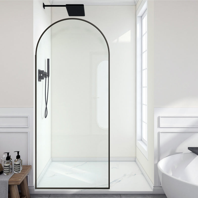 Anzzi SD-AZ18-01BG Ember Series 34 in. x 78 in. Framed Arch Shower Screen Matte Black / Clear - view 2