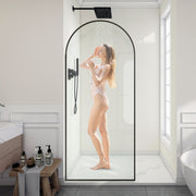 Anzzi SD-AZ18-01BG Ember Series 34 in. x 78 in. Framed Arch Shower Screen Matte Black / Clear - view 3