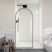 Anzzi SD-AZ18-01BG Ember Series 34 in. x 78 in. Framed Arch Shower Screen Matte Black / Clear - view 5