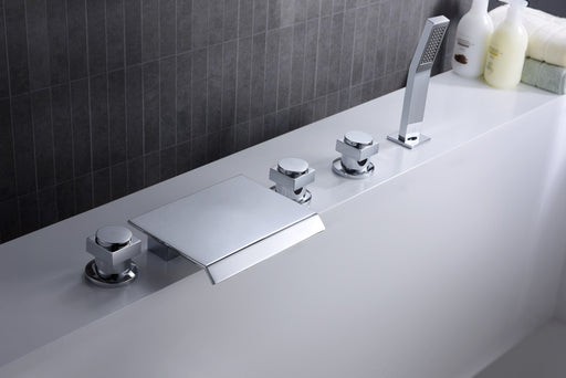 Anzzi FR-AZ044CH Guaira 3-Handle Deck-Mount Roman Tub Faucet in Chrome - view 2