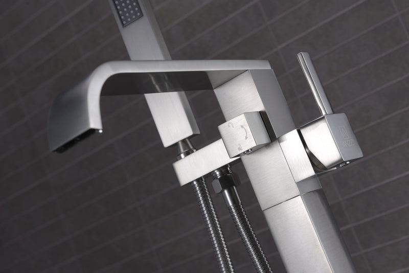Anzzi FS-AZ0044 Angel Series 2-Handle Freestanding Tub Faucet with Hand Shower Brushed Nickel - view 11